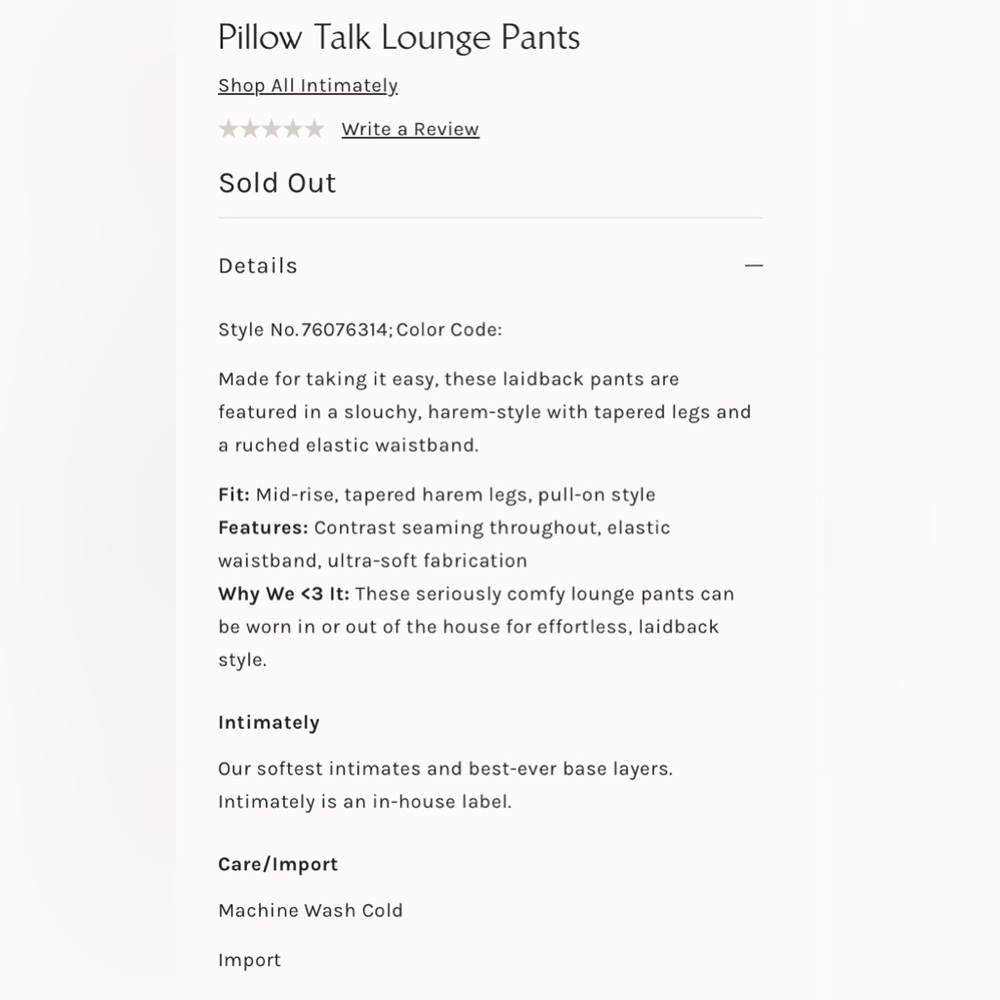 NWOT Free People Intimately XS Pillow Talk Harem Lounge Sleep Pants Gold $88 ret - Picture 4 of 4